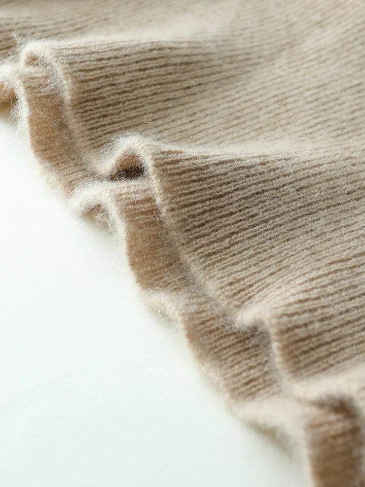 Camel cashmere crossover sweater for women, comfortable and luxurious