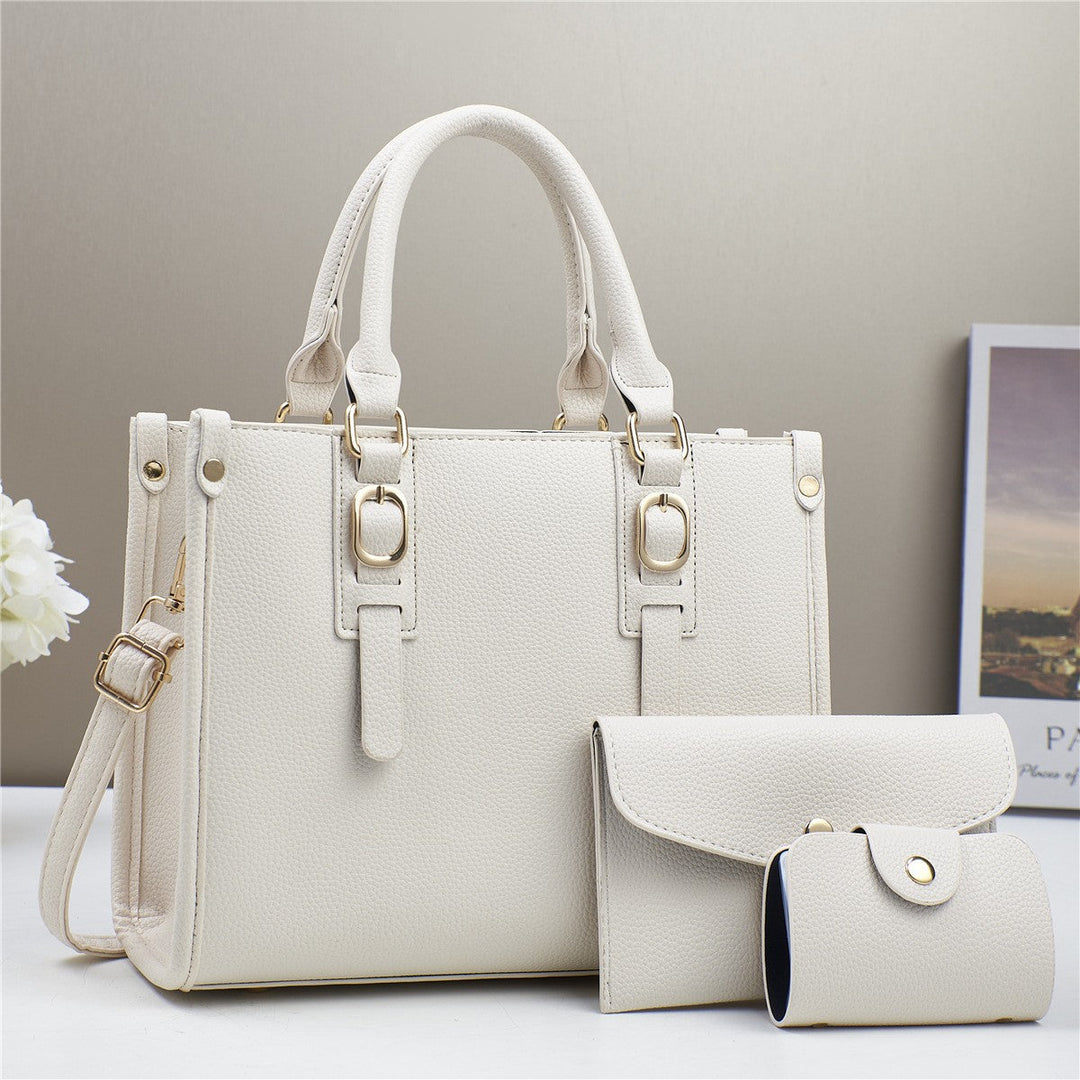 Detailed view of the shoulder bag included in the women's 3-piece handbag set.