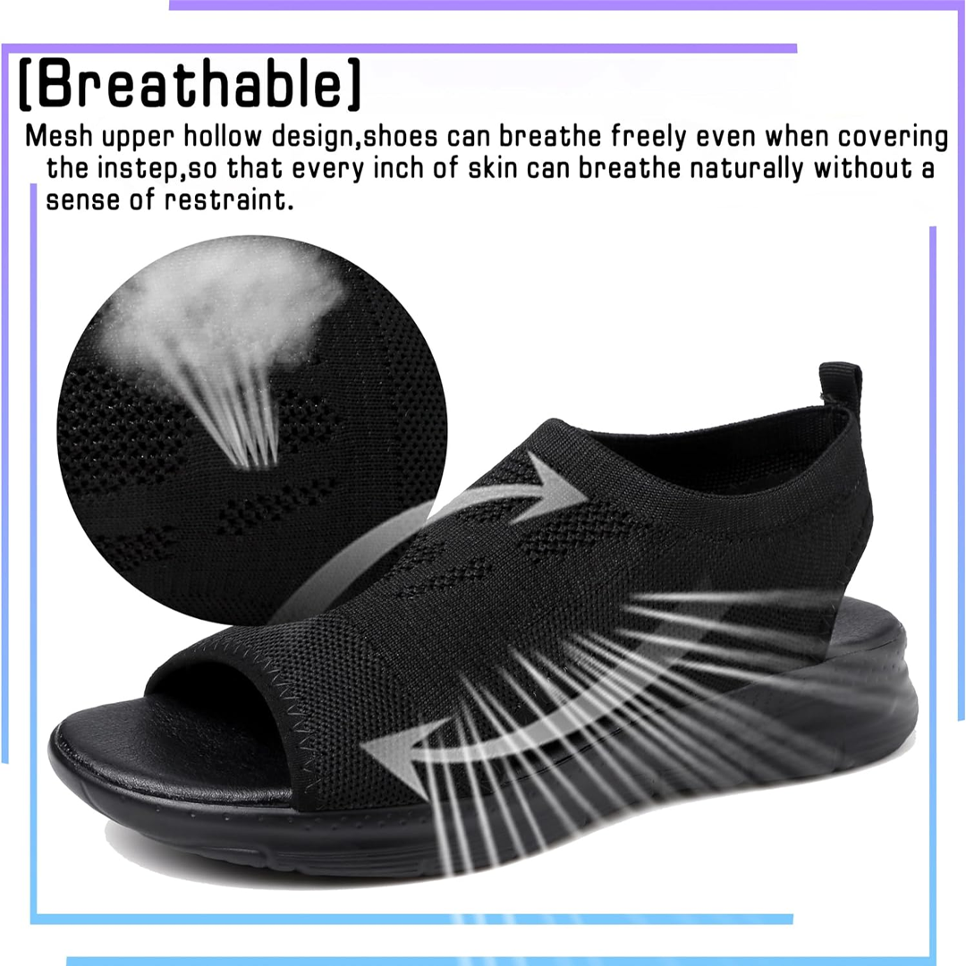 Comfortable women's walking sandals, orthopedic design with adjustable straps & arch support.