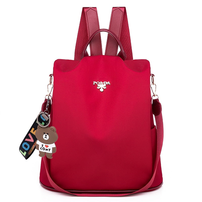 Sleek profile of women's anti-theft travel backpack, water-resistant design & concealed anti-theft features.