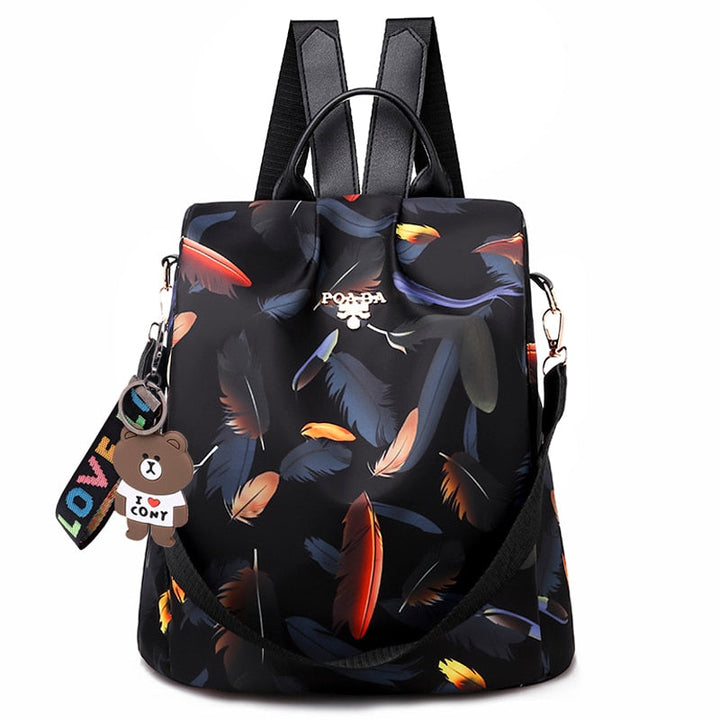 Spacious women's anti-theft backpack for daily essentials, water-resistant & secure for travel or commuting.