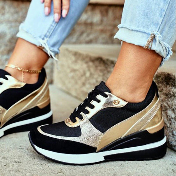 Close-up of 'Aurora' women's non-slip sneakers, showcasing textured grip sole for active use.