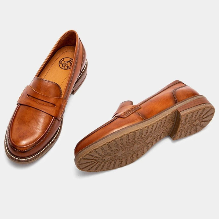 Classic slip-on women's leather loafers, designed for ultimate comfort and support