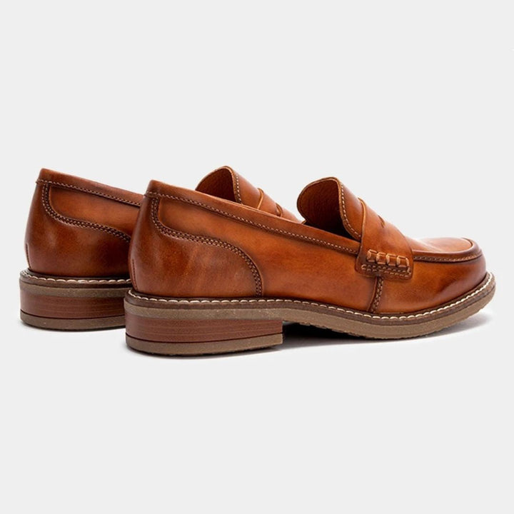 Brown orthopedic leather loafers for women, stylish and comfortable casual footwear