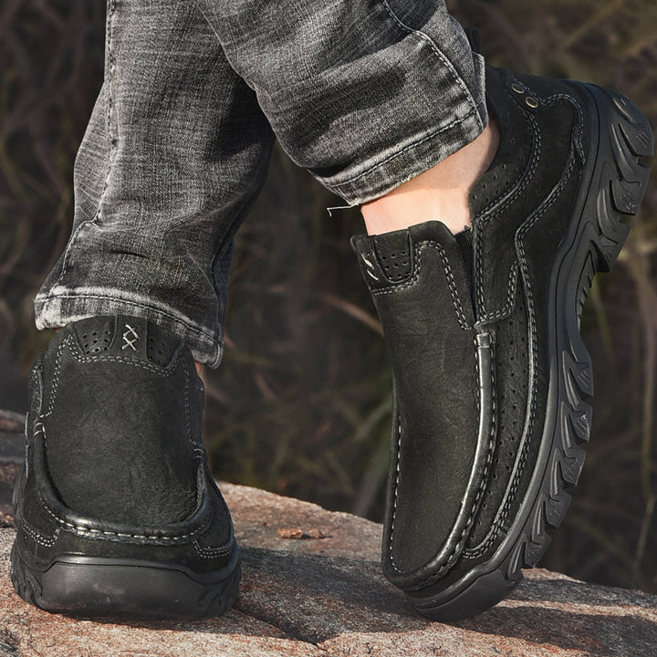 Women's orthopedic brown leather boots, providing excellent grip even on slippery surfaces