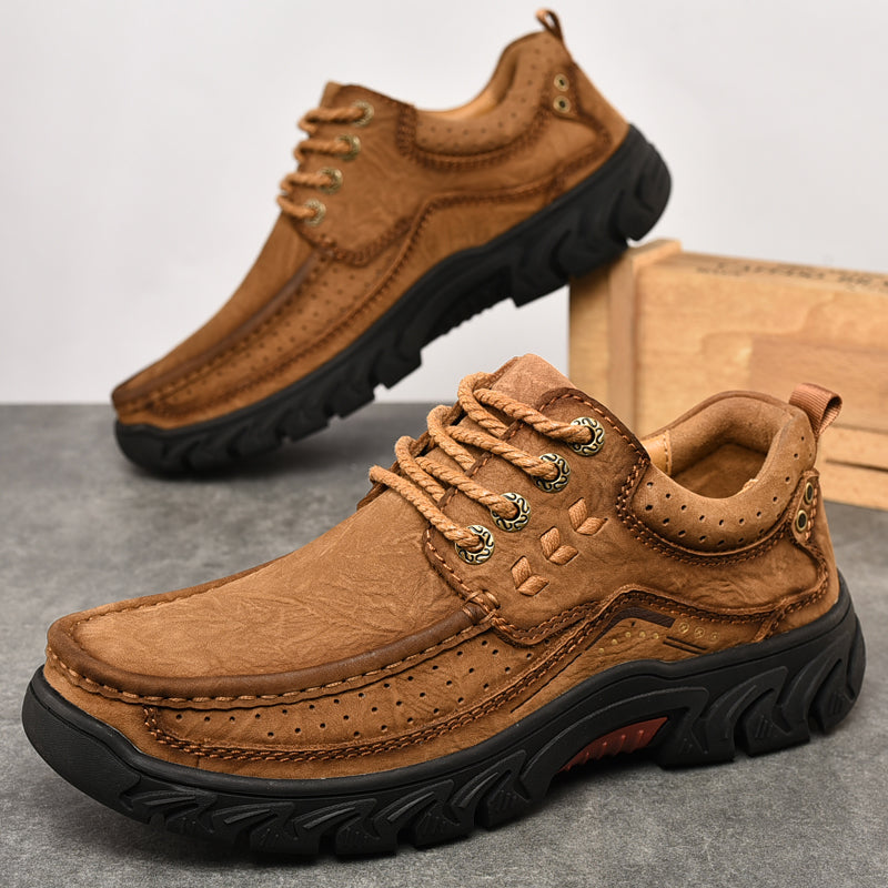 Women's comfortable orthopedic brown leather ankle boots, featuring a subtle yet supportive sole