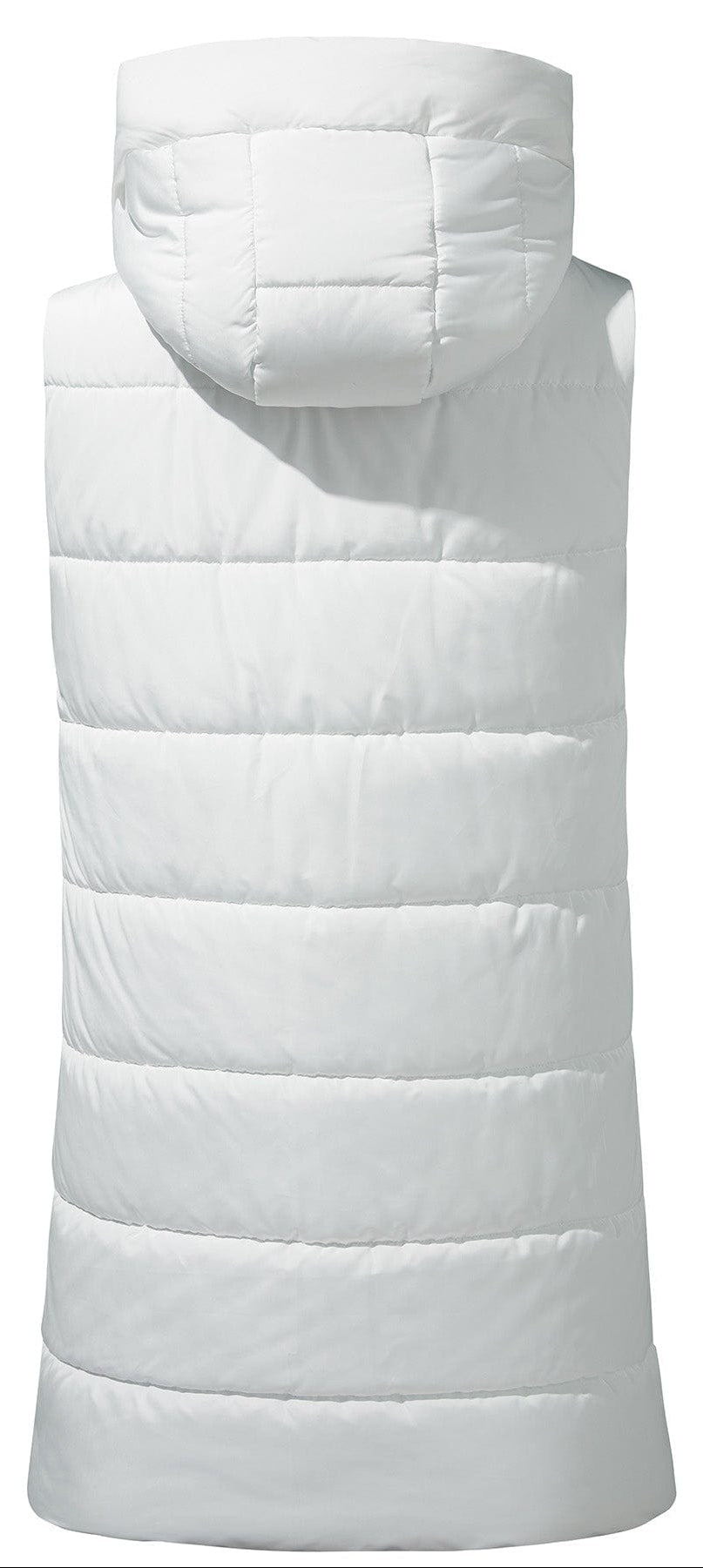 Quilted longline vest for women, a versatile layering piece for cold weather fashion.