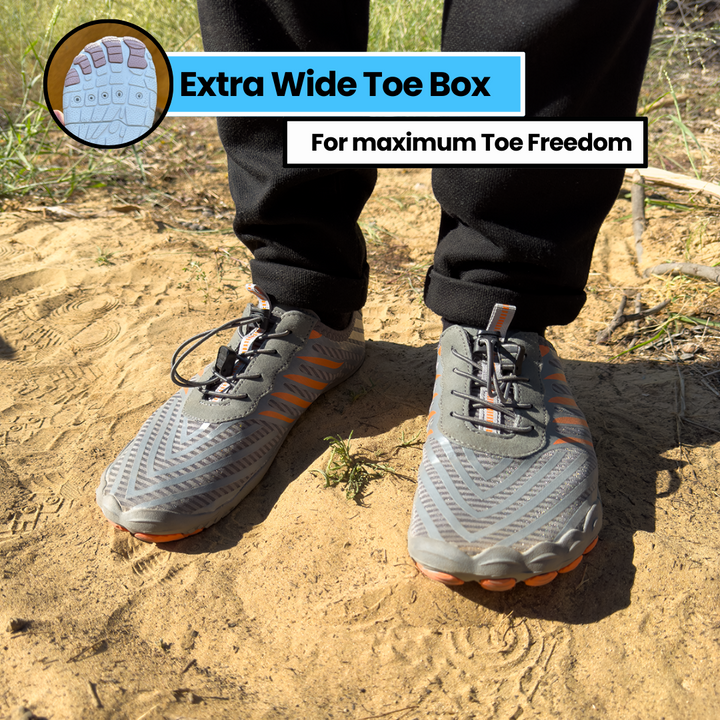 Women's sport shoes, flexible and lightweight, promoting natural barefoot movement.