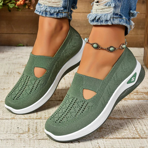 Casual women's athleisure shoes; breathable, slip-on walking sneakers for everyday comfort