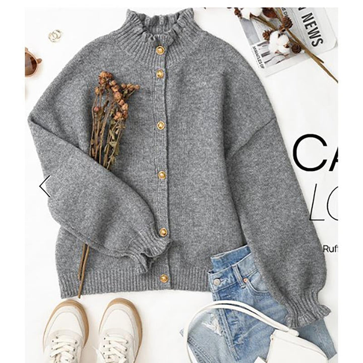 Stylish women's knit cardigan sweater for a layered look, featuring a button front and relaxed fit.
