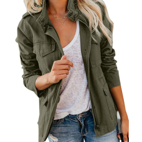 Practical women's utility jacket with cargo pockets, an ideal layering piece for outdoor activities & everyday style.