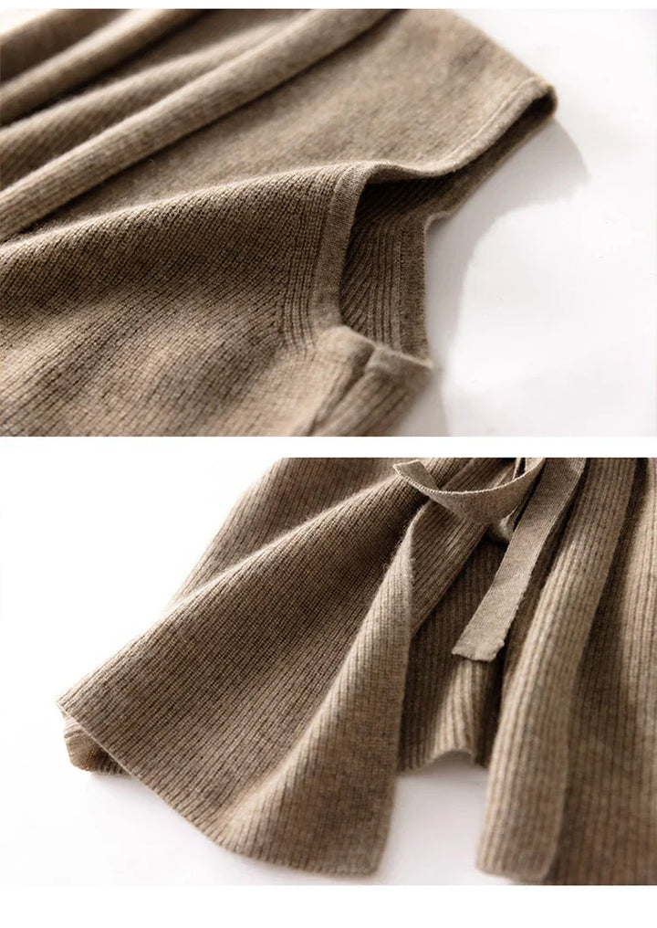 Warmth and style: women's belted cashmere blend sleeveless knit vest