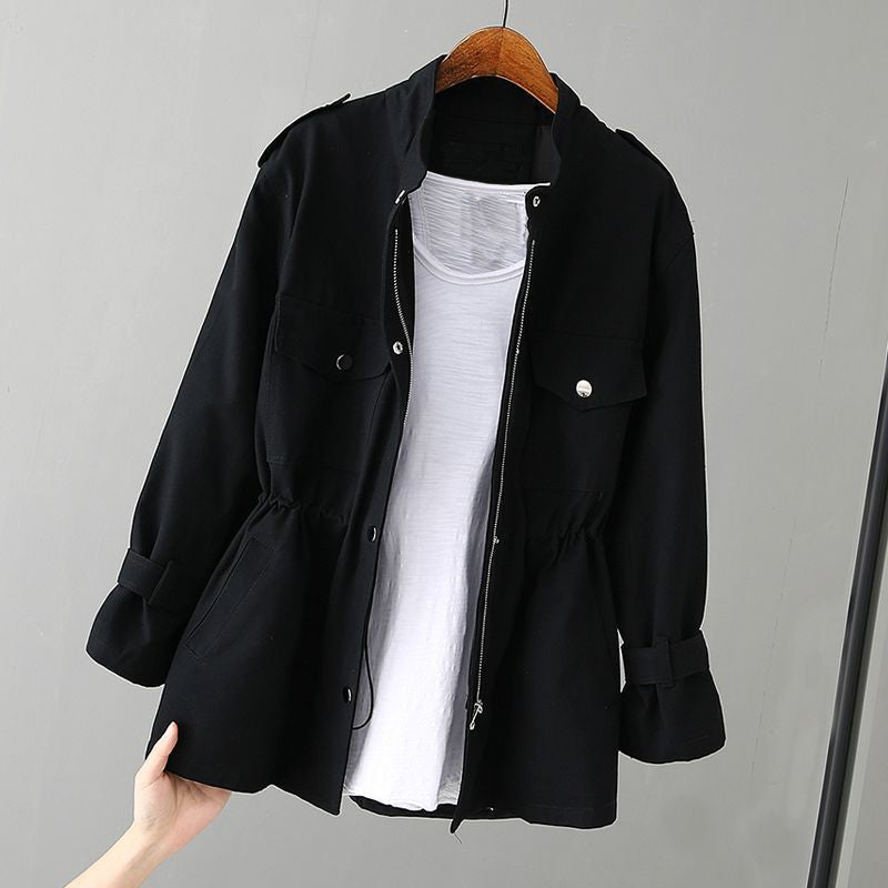 Versatile women's everyday jacket, comfortable and fashionable with a front zipper and chic design.