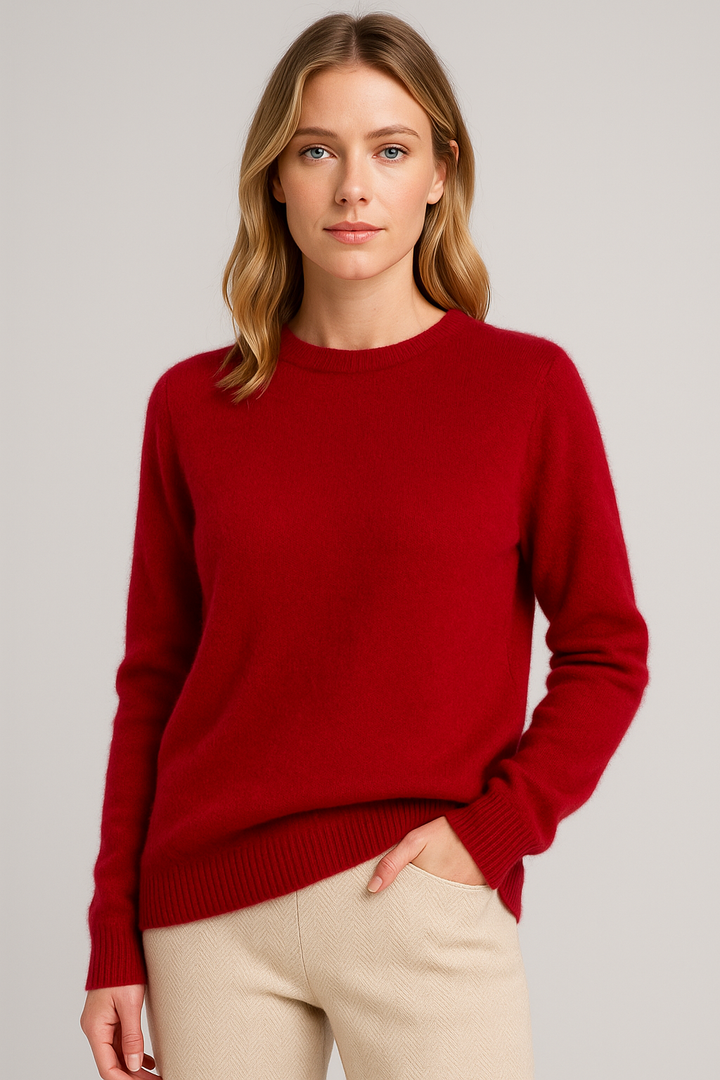 Women's classic crew neck sweater, soft knit for timeless style & everyday comfort.