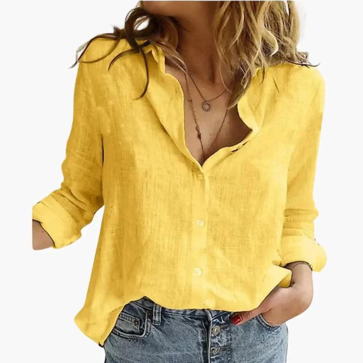 Spring/Fall women's floral long sleeve blouse, a stylish and elegant top for various occasions.