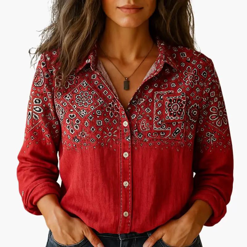 Women's classic long sleeve button-down shirt, versatile for work or casual wear, everyday chic fashion.