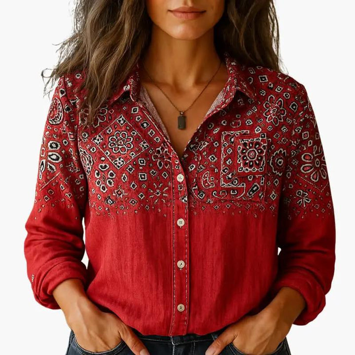 Women's classic long sleeve button-down shirt, versatile for work or casual wear, everyday chic fashion.