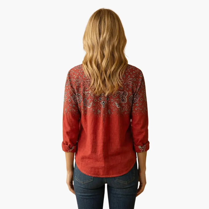 Elegant women's long sleeve button-down, a classic collar versatile top for sophisticated style.