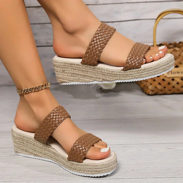 Women's cushioned wedge comfort sandals. Stylish & walkable everyday footwear for summer, offering great support.