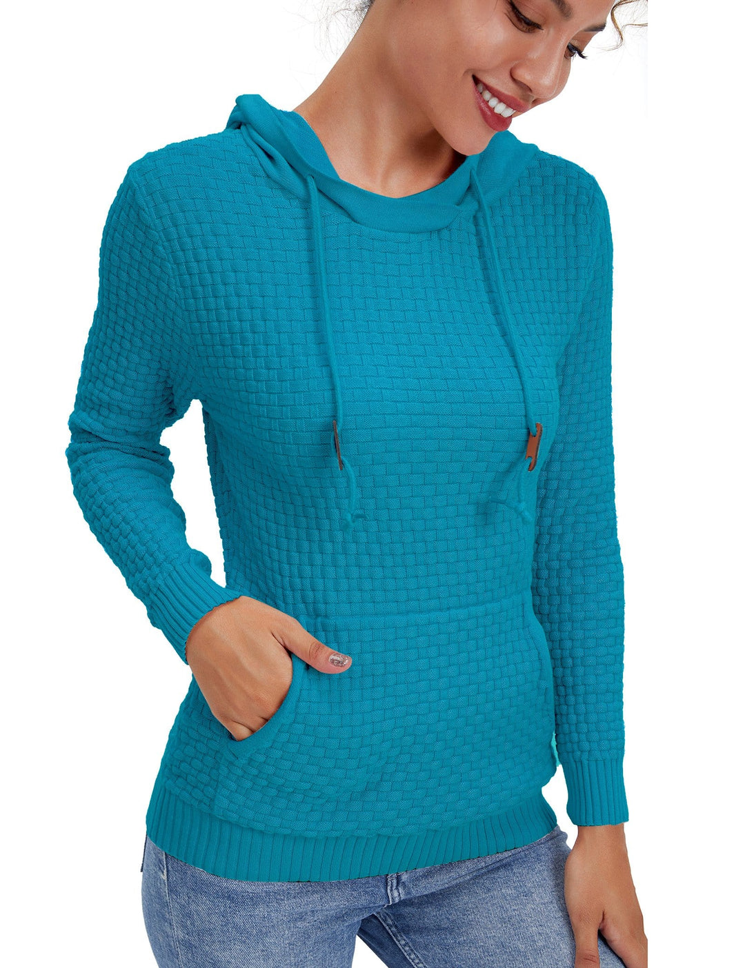 Full-body shot of a woman in a casual, comfortable grey hoodie, perfect for active days.
