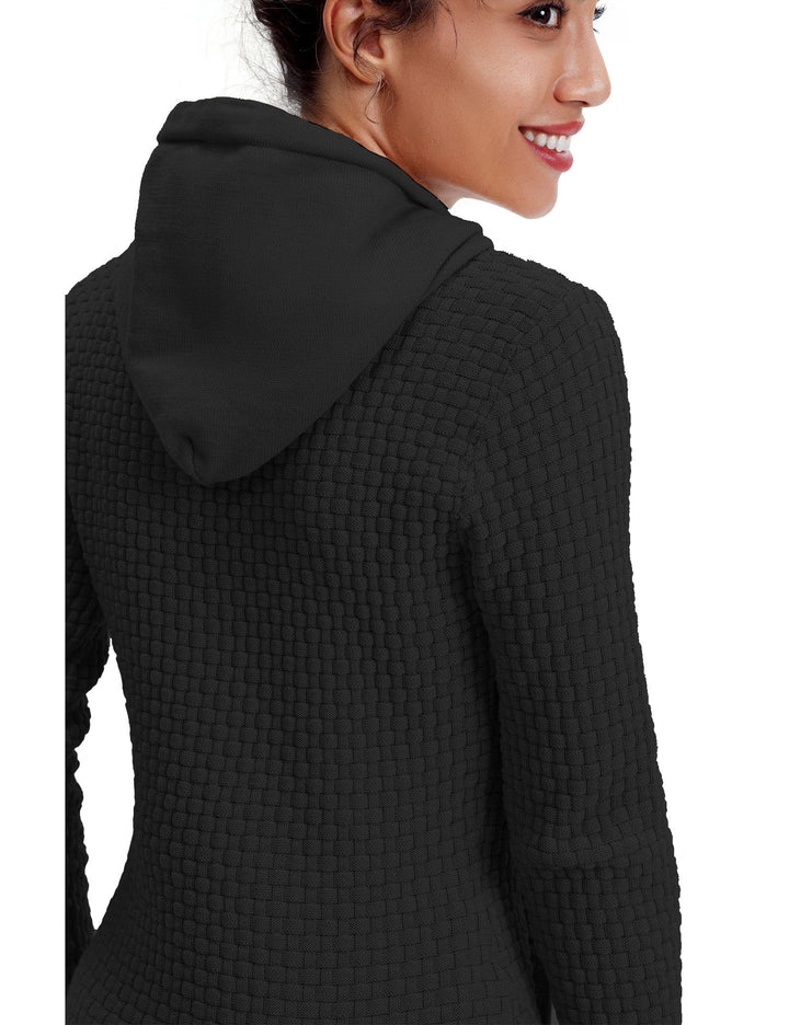 Close-up of the hoodie drawstrings, showing their quality and functional design.