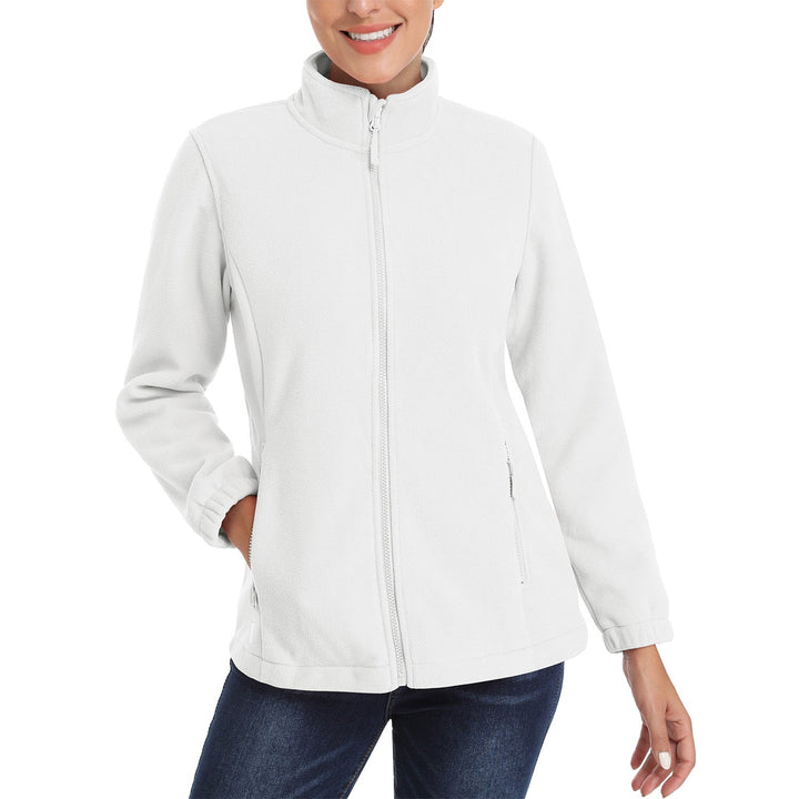 Women's full-zip fleece jacket in forest green, a warm and classic option for outdoor activities