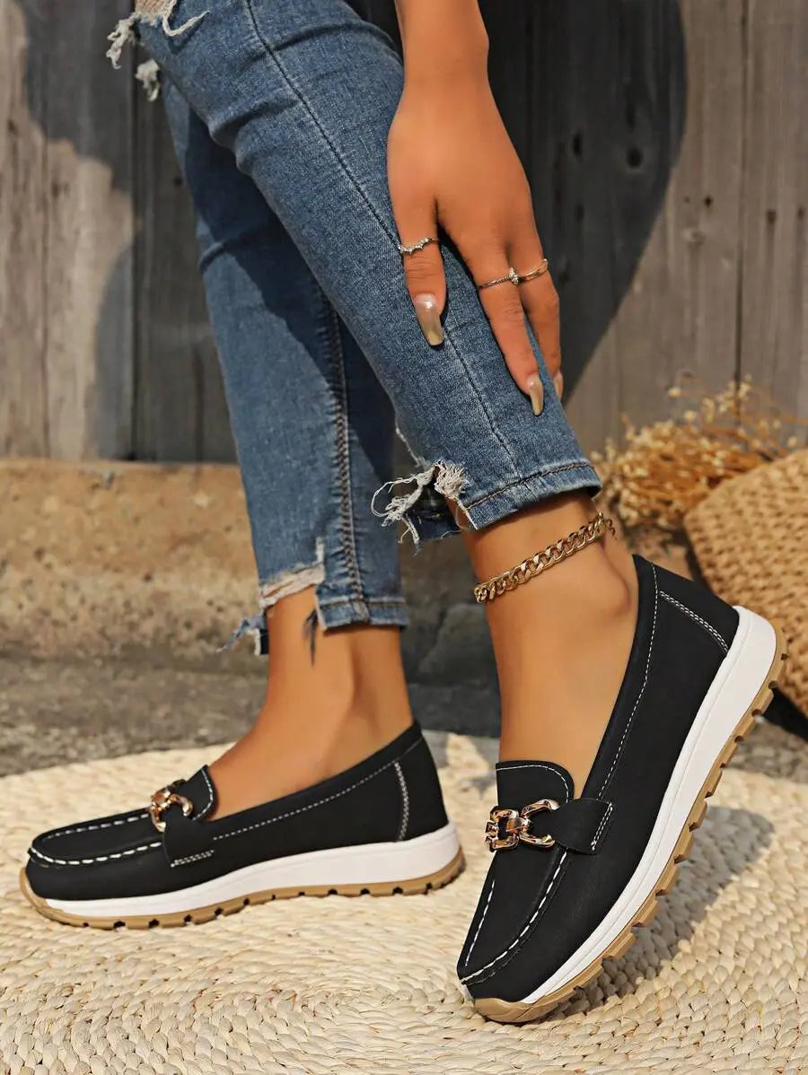 Women's walking shoes: comfortable orthopedic loafers with excellent non-slip grip.