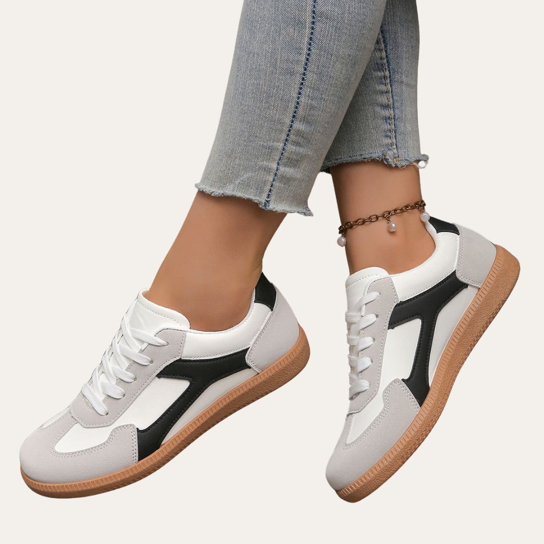 Close-up of women's low top casual shoes, highlighting comfort and everyday wearability.