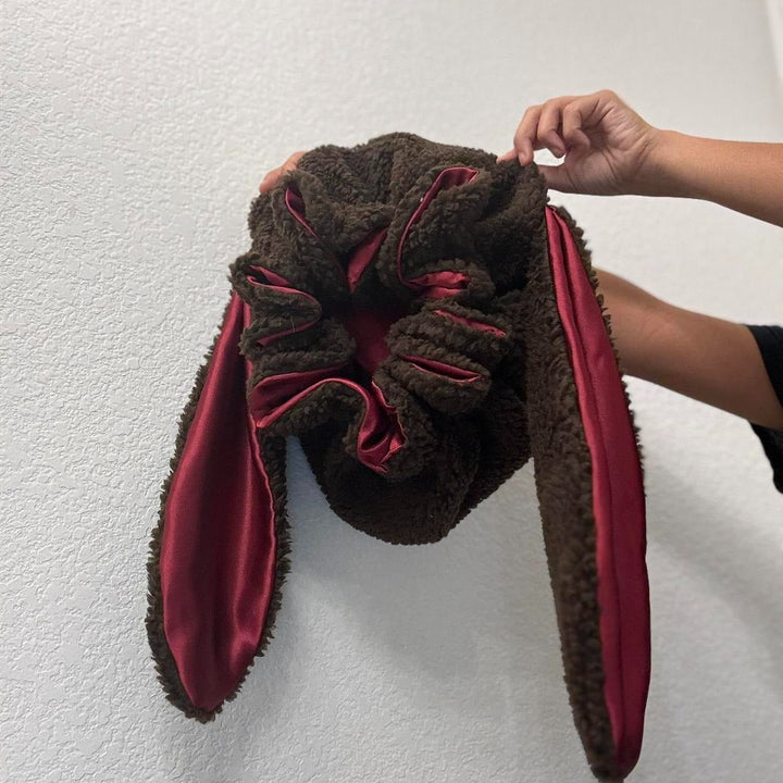 Cute women's soft bonnet with bunny ears, ideal for cozy comfort, winter warmth & stylish loungewear.