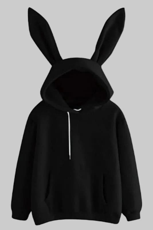 Stylish women's hooded top with unique rabbit ears, perfect for adding playful charm to any outfit.