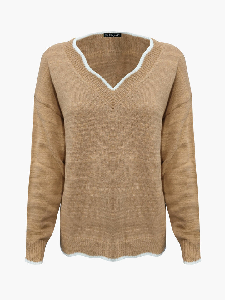 Breathable women's pullover sweatshirt, long sleeve, cozy & comfortable notch V-neck design.