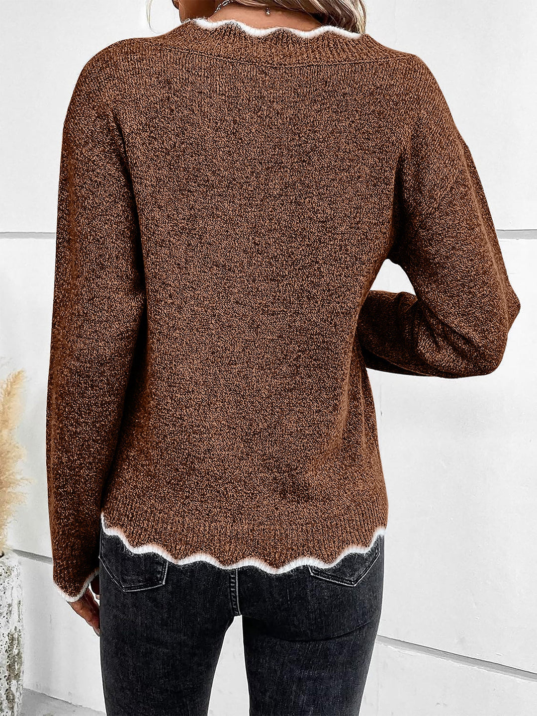 Soft & cozy women's notch V-neck long sleeve sweatshirt, a perfect relaxed fit for comfort.