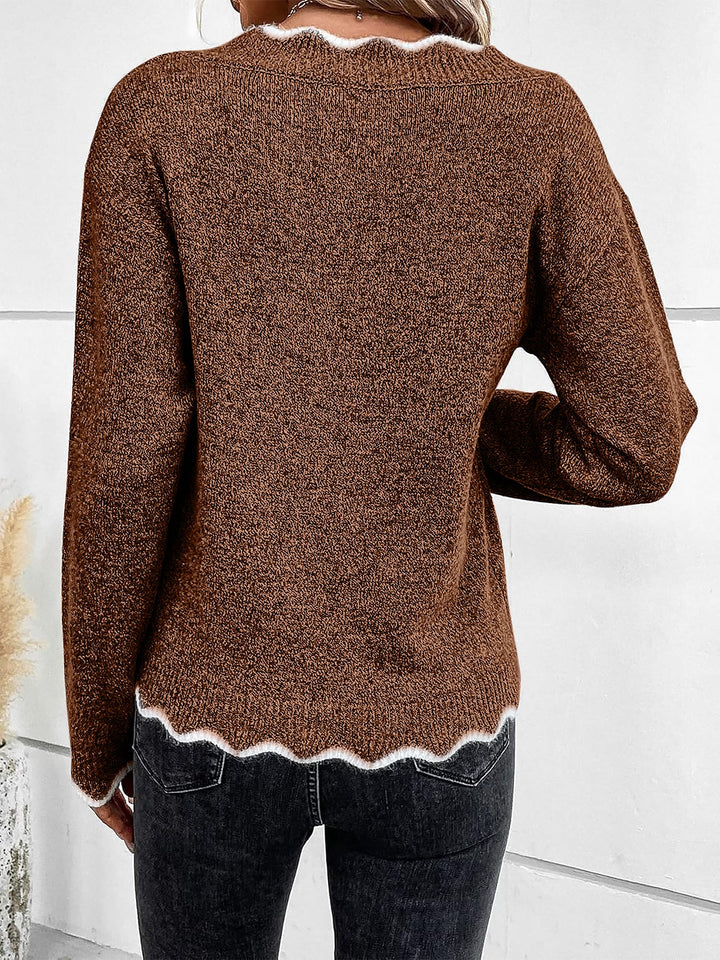 Soft & cozy women's notch V-neck long sleeve sweatshirt, a perfect relaxed fit for comfort.