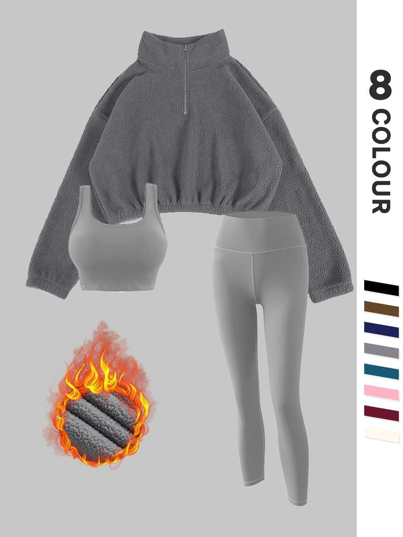 Soft pink thermal fleece loungewear set for women, ideal for cozy activewear and everyday comfort