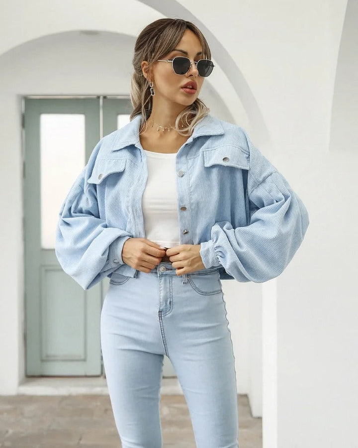 Versatile multi-color cropped denim jacket for women, light & elegant summer outerwear.