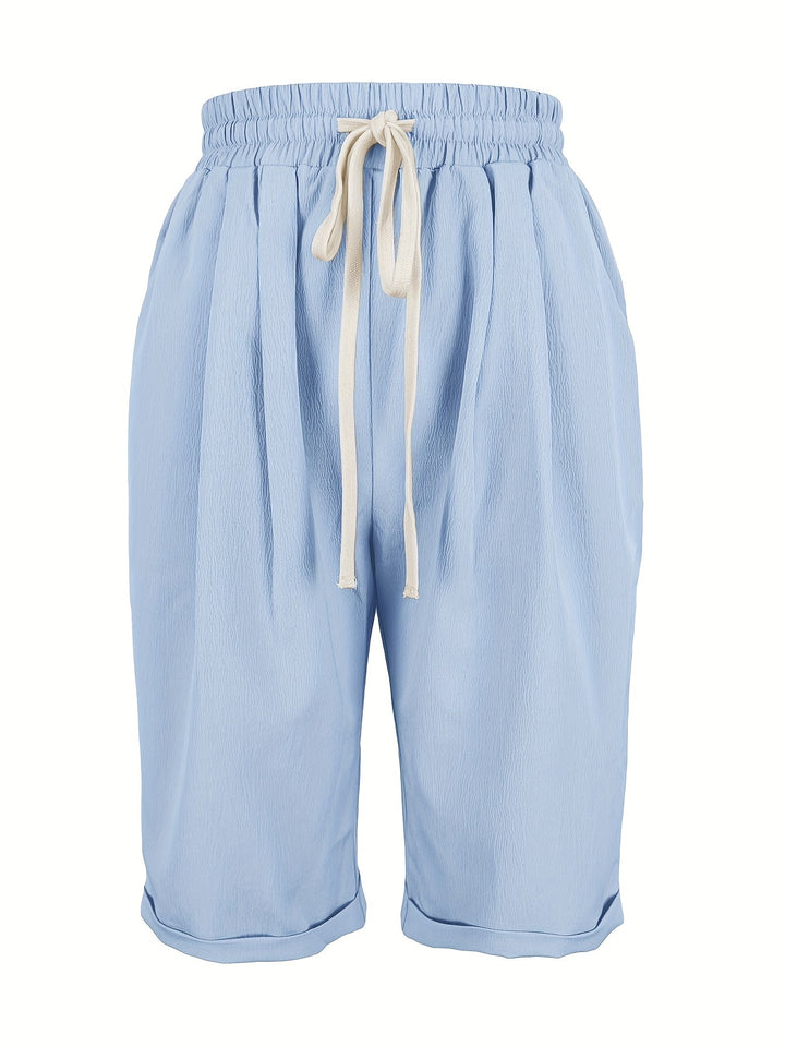 Stylish women's cropped straight leg shorts. Easy pull-on design for comfortable, casual summer and everyday wear.