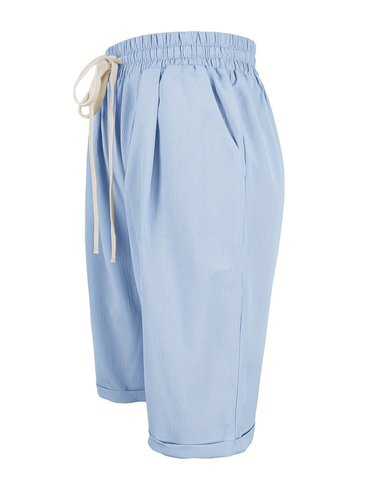 Soft, comfortable women's pull-on shorts. Cropped straight leg style with elastic waist, great for summer apparel.