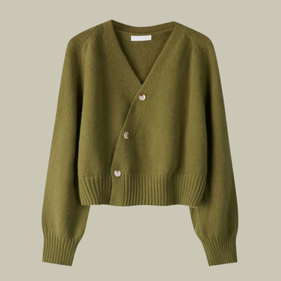 Cozy apparel: women's cross button v-neck sweater in luxurious merino wool material