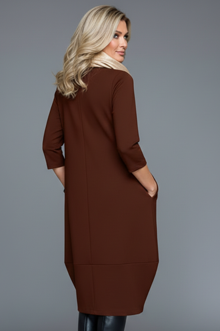 Elegant and versatile women's midi dress, perfect for everyday wear with its comfortable A-line fit.