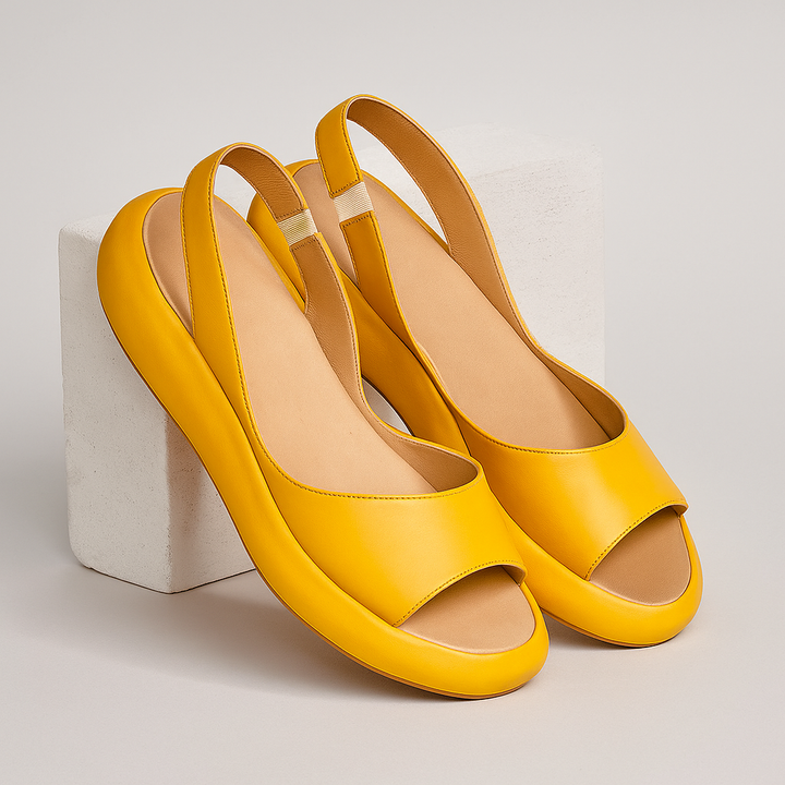 Lightweight women's open-toe flat slingback sandals, perfect for comfortable summer vacation & beach wear.