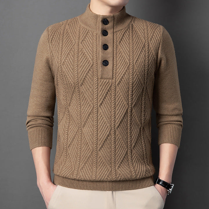 Soft knit women's cardigan with intricate diamond pattern and button-up front