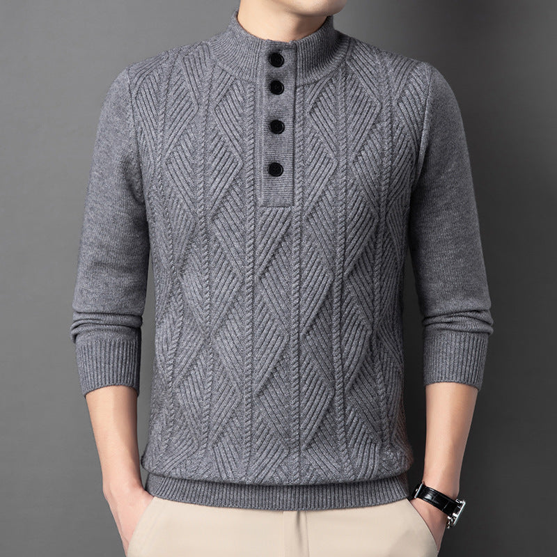 Versatile fall fashion: Women's diamond knit button-up cardigan in a neutral color