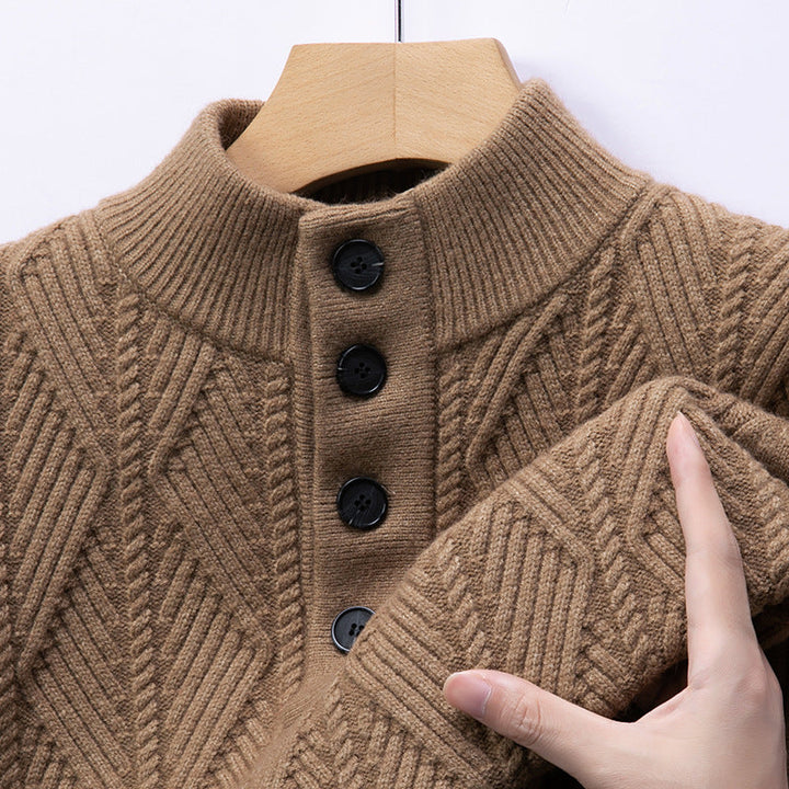 Stylish women's cardigan featuring a unique diamond knit design and functional buttons