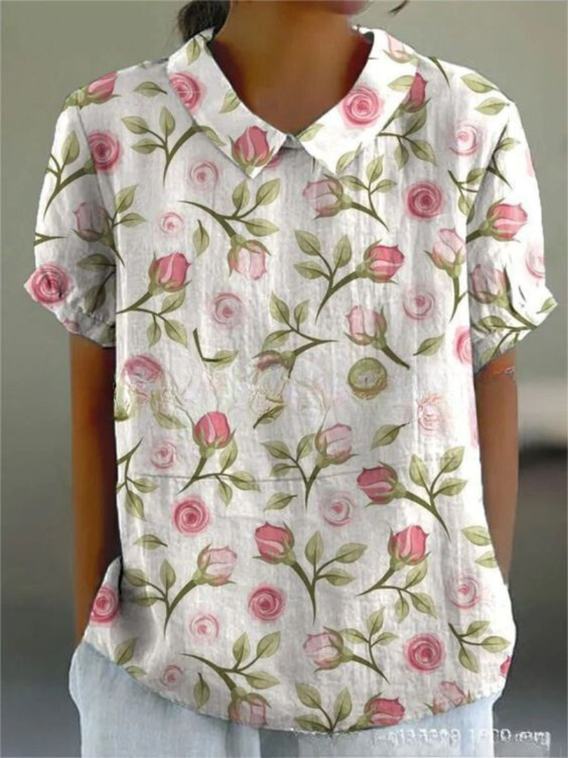 Elegant floral print blouse for women, ideal as a casual shirt or versatile everyday top.