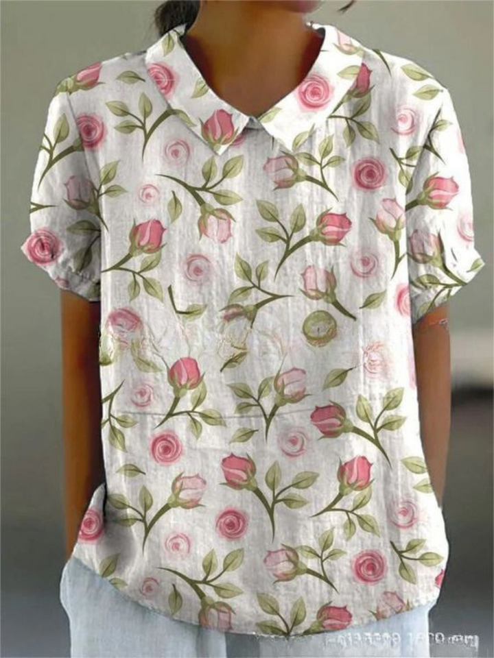 Elegant floral print blouse for women, ideal as a casual shirt or versatile everyday top.