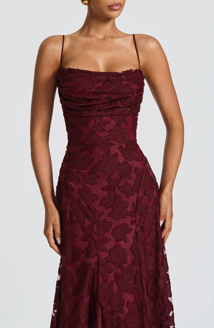 Stunning women's evening gown; a flowy maxi dress ideal for weddings or special events.