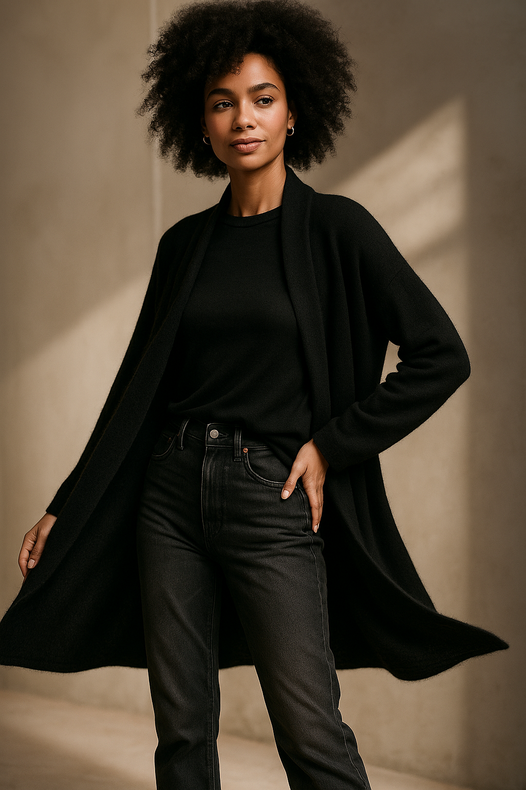 Merino blend knit cardigan, offering sophisticated warmth for women's fall outerwear collection