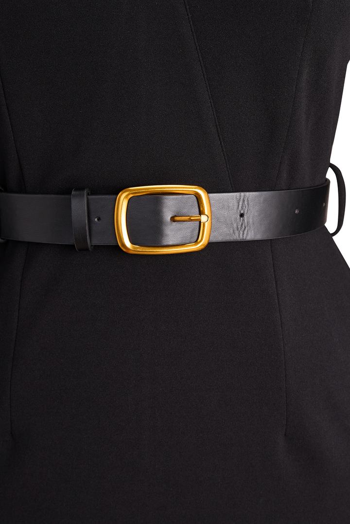 Women's elegant long sleeve midi dress, a sophisticated wrap front with a refined belt detail.