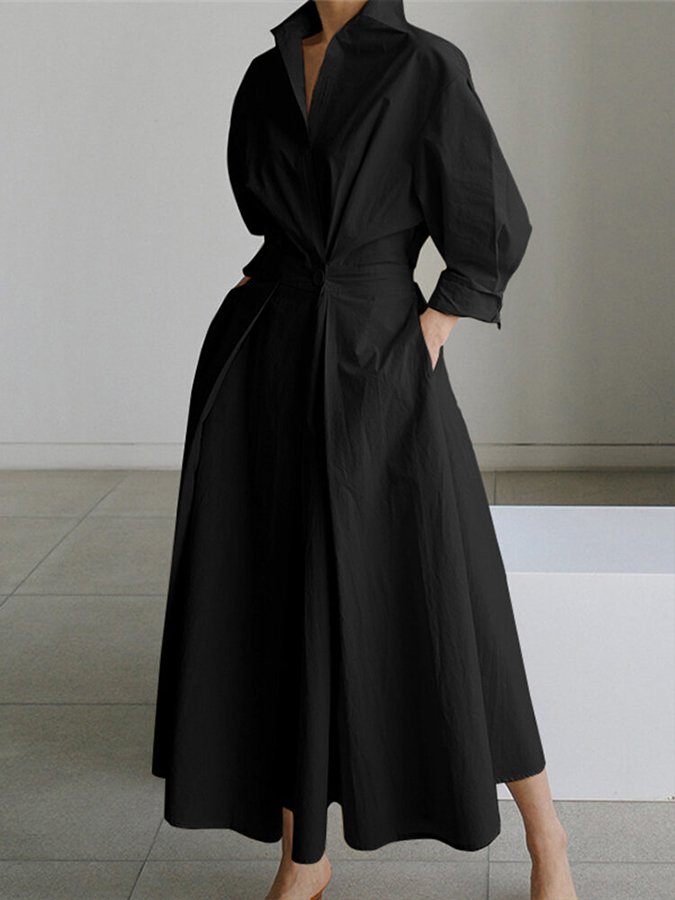 Spring fashion: women's V-neck puff sleeve maxi dress with a flattering twist waist design.