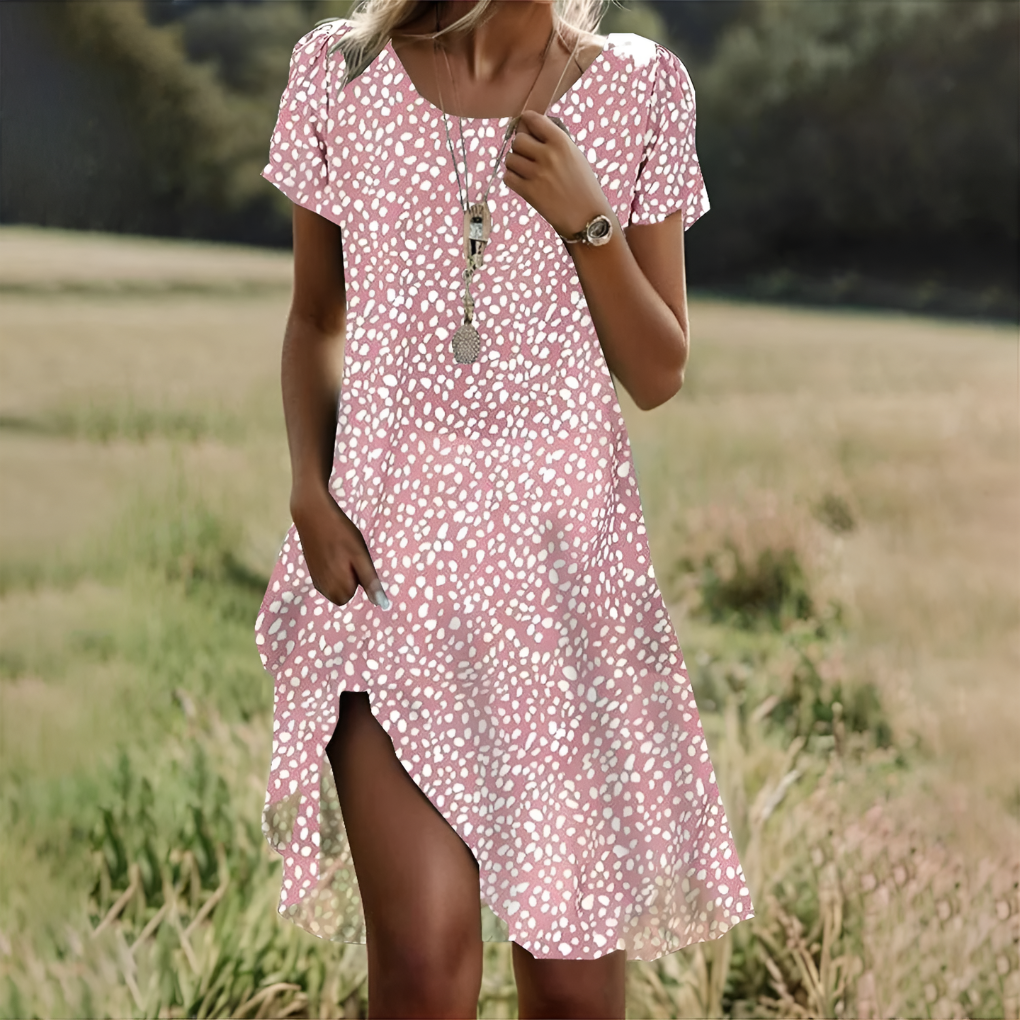 Elegant women's flowy midi dress, perfect as a vacation or beach cover-up.